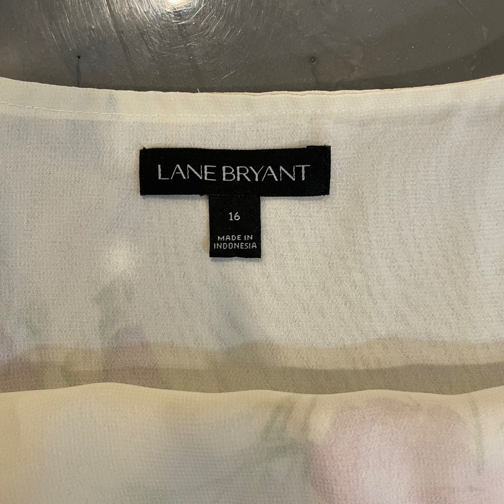 Lane Bryant 16 Floral Chiffon Cami Tank Top Cream Double Layer Garden Fairy - Picture 4 of 6